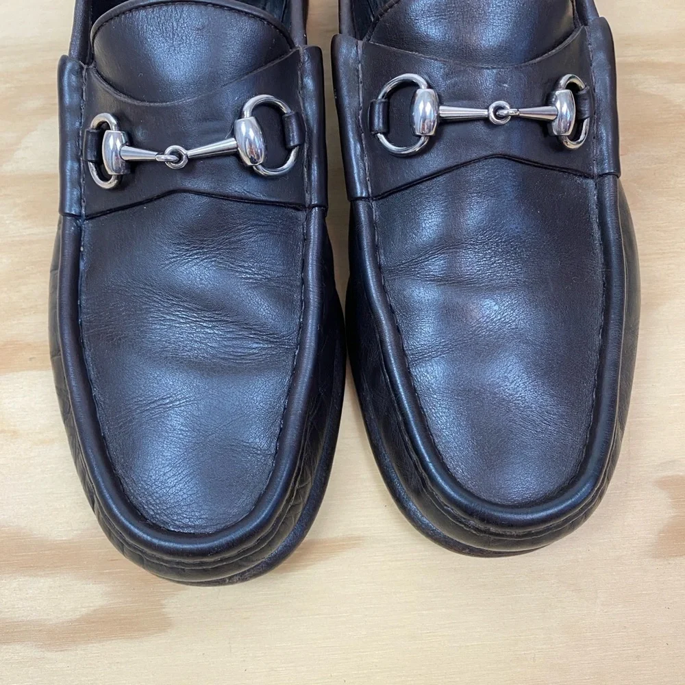 Gucci Brown Leather Horsebit Loafers